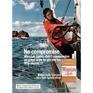1979 Winston Lights Cigarettes Vintage Print Ad Ocen Fisherman Ship Wall Art